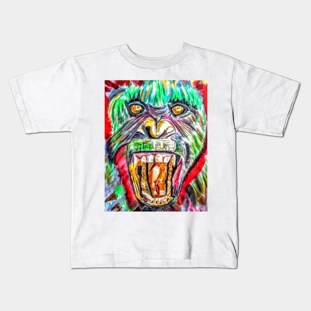 Wild chimp Kids T-Shirt by Joni57